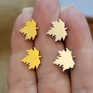 Maple Leaf Stud Earrings, choice of color
